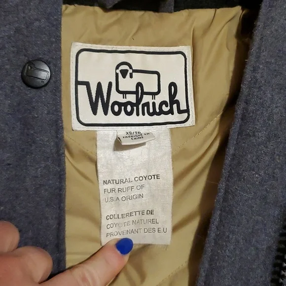 W's XS Woolrich Wool, Down, Real Fur Coat - Picture 3 of 14